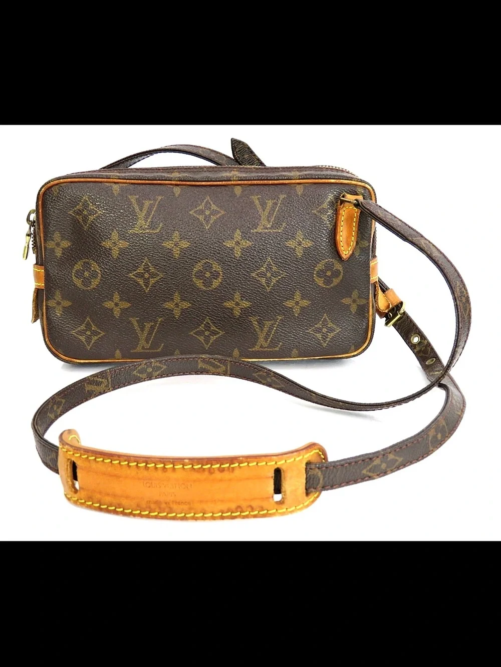 Louis Vuitton Monogram Canvas Crossbody with Tan Leather Trim